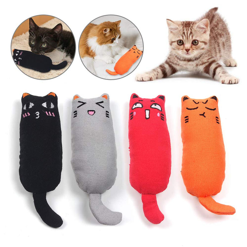 Gwotfy Cat Catnip Toys, 4 Pack Cat Toys Cartoon Square Catnip Pillow, Creative Pillows for Chewing, Catnip Chew Toy for Keep Teeth Cleaning Chewing - PawsPlanet Australia