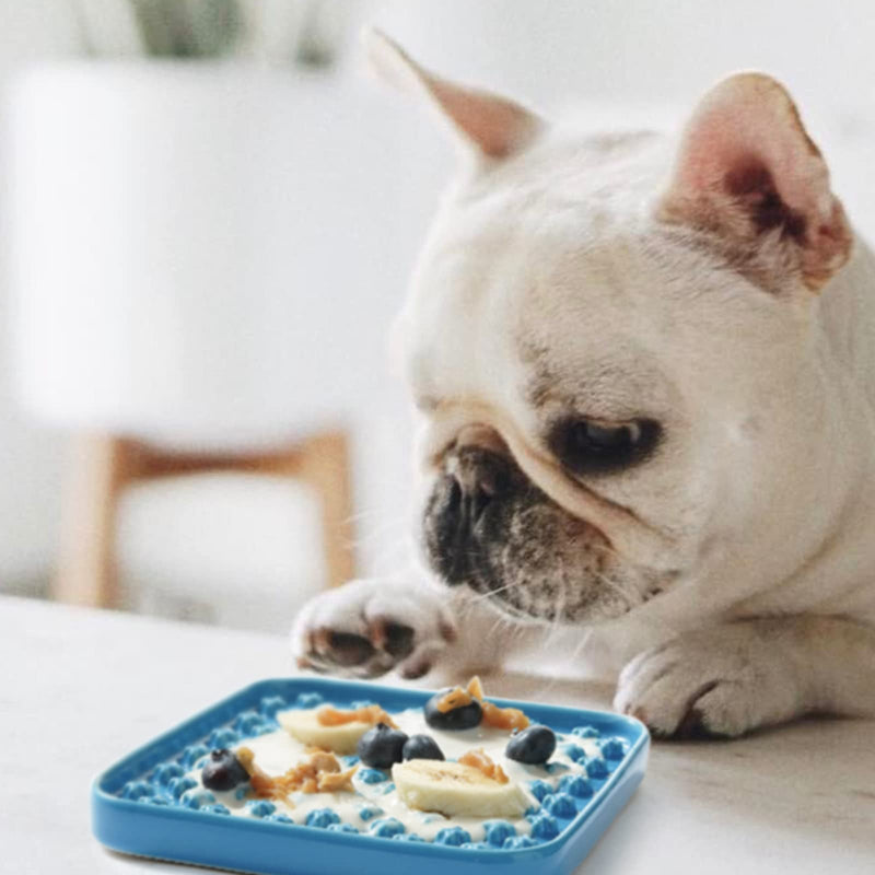 LE TAUCI PET Ceramic Slow Feeder Bowl for Cat and Small Dog, Lick Mat for Wet Food and Dry Food, Cat Food Puzzle Feeder, IQ Pet Treat Mat, Dog Feeder, Slow Bowl, Puppy Bowl, Great Gift for Pet Blue Cross - PawsPlanet Australia