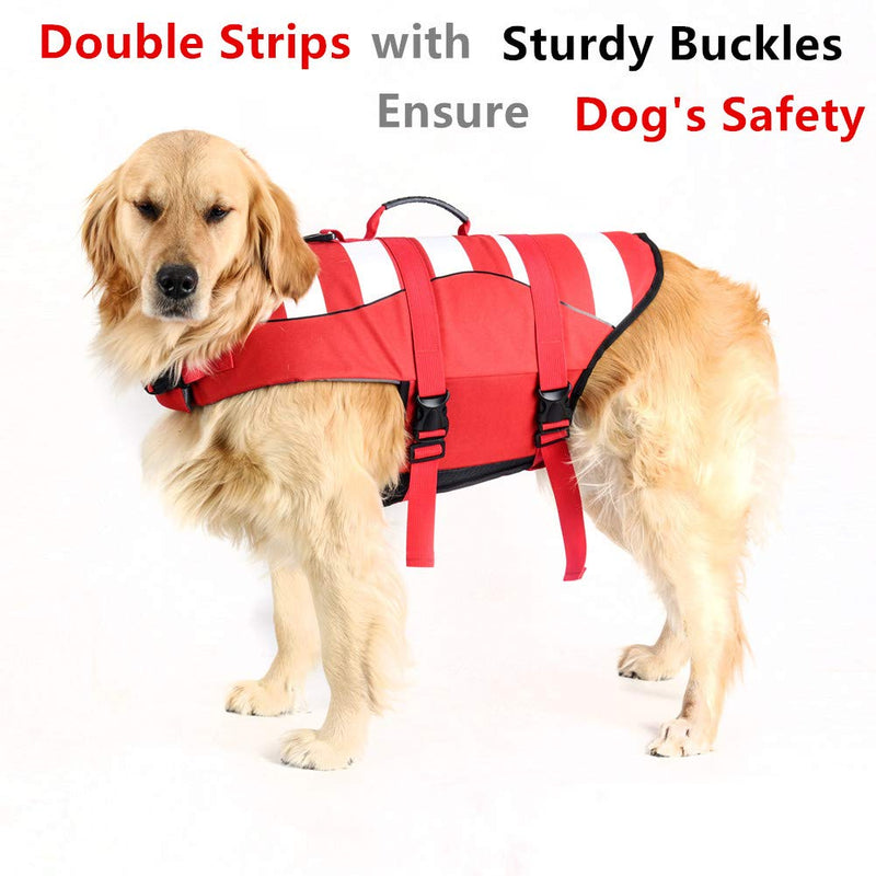 [Australia] - Fragralley High Visibility Dog Life Jacket Safety Vests for Swimming, Superior Buoyancy & Rescue Handle X-Small Bright Red 