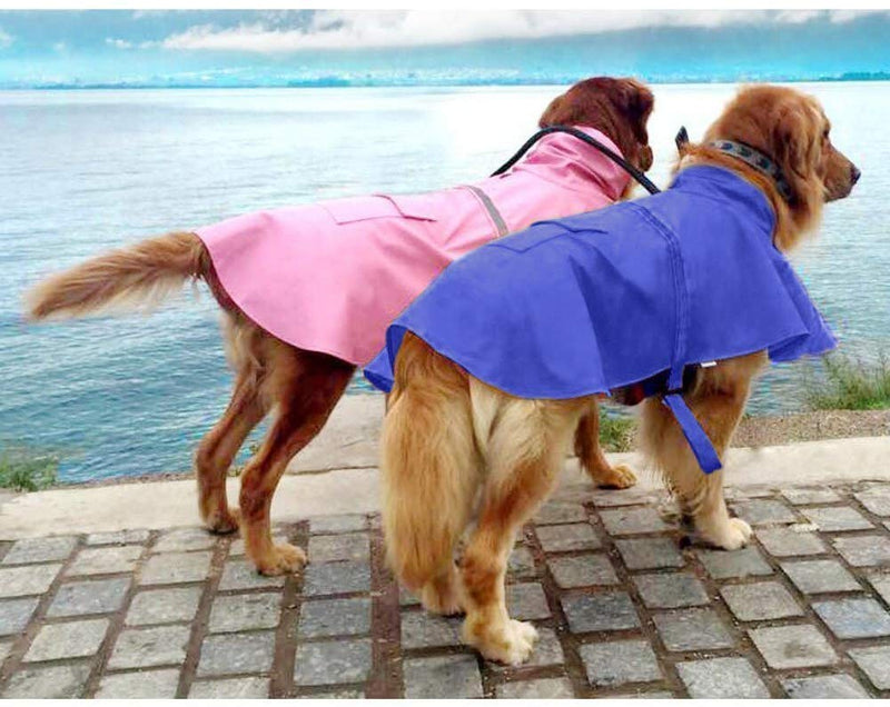 [Australia] - Haolgo Dog Jackets,Dog Raincoat, Lightweight Rain Jacket Poncho Hoodies with Strip Reflective,Waterproof Coats for Dogs,L,Blue 