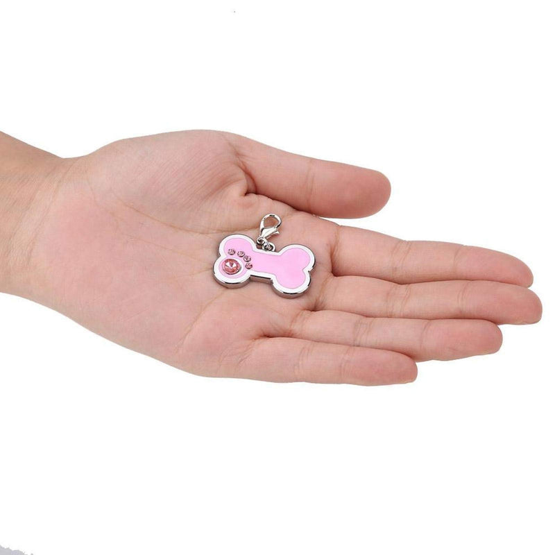 SALUTUYA Pet ID Tag, Cute Bone Shape, Dog Name Necklace Also A Nice Accessory as A Keychain,(Pink) - PawsPlanet Australia