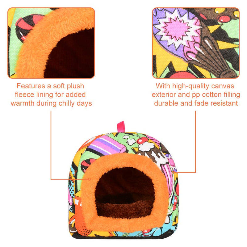 PETLOFT Small Animal Hideaway Bed, Warm Winter Bed Hut Hooded Cave Pet House Sleepers for Small Animals Hamster Gerbil Squirrel Guinea Pig Chinchilla with Removable Cushion - PawsPlanet Australia