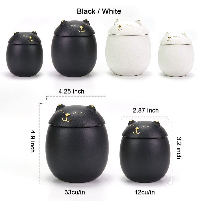 MEETPET Cat Urn Dog Urn Sized 3.2x2.9 and 4.9x4.25. A Smiley-Cat Pet Urn with a Memoria Card.Cat Urns for Ashes for Your Pet Small 12cu/in Black - PawsPlanet Australia