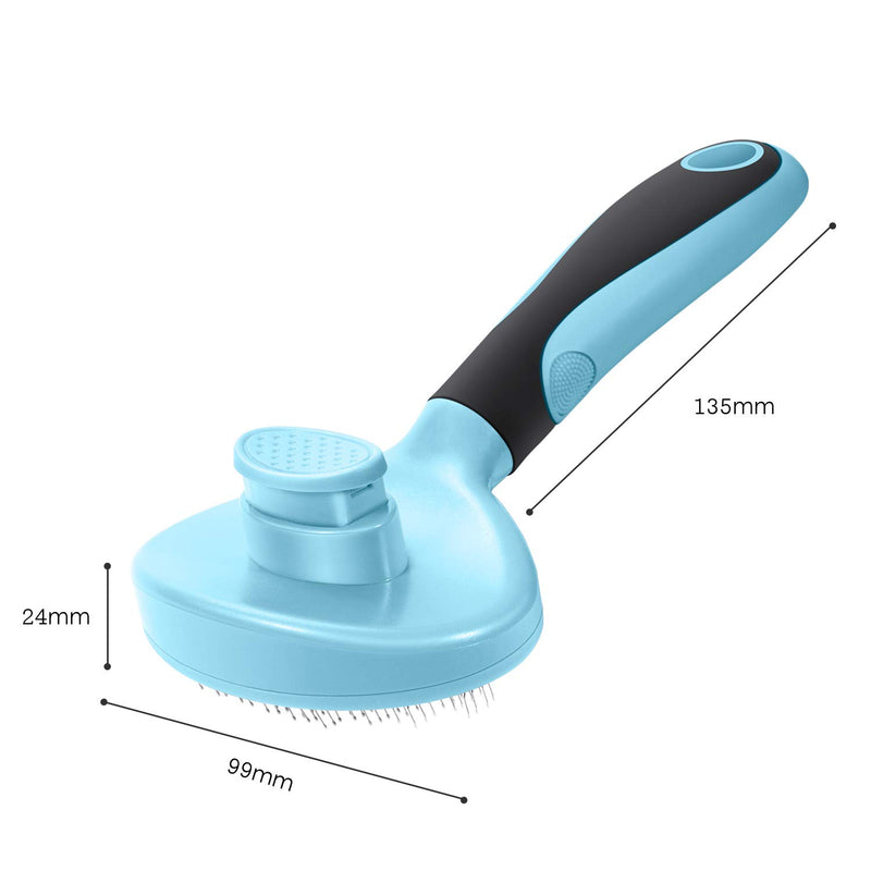 [Australia] - DTTO Dogs Brush & Cats Brush, Self Cleaning Pet Slicker Brush Professional Pet Grooming Brush for Small, Medium & Large Dogs and Cats, with Short to Long Hair,Blue Blue 