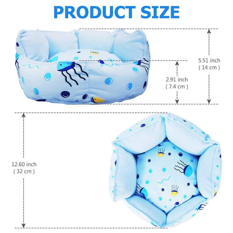 Small Animal Pet Bed,HOMEYA Cuddle Cup Hideout Bedding for Guinea Pig Rabbit Bunny Hamster Chinchilla Rat Hedgehog House Winter Habitat Cage Accessories Machine Washable Christmas Pet Gifts-Blue Blue - PawsPlanet Australia