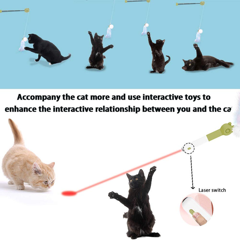 Cat Toys Cat Feather Toy 2.0, Interactive Retractable Cat Teaser Wand(with LED Pointer), Pet Cat Catch Single Point Infrared Interactive Exercise Toy Cat Training Tool, for Pet Cat Kitten - PawsPlanet Australia