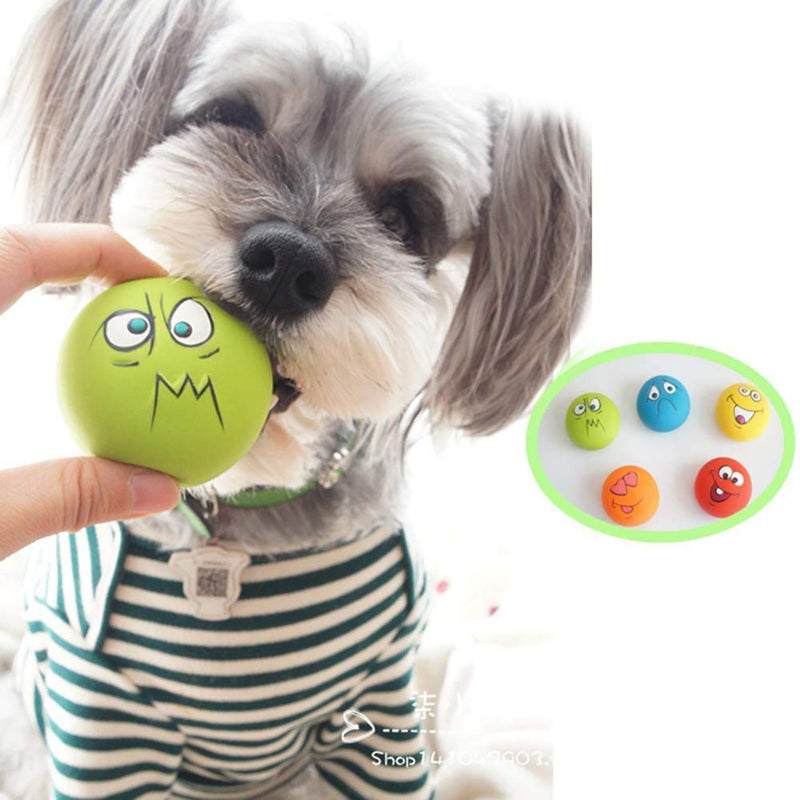 LLSPET Latex Dog Chewing Squeaky Ball Toys Face Fetch Play Toy for Puppy Small Medium Pets Dog cat 6PCS - PawsPlanet Australia