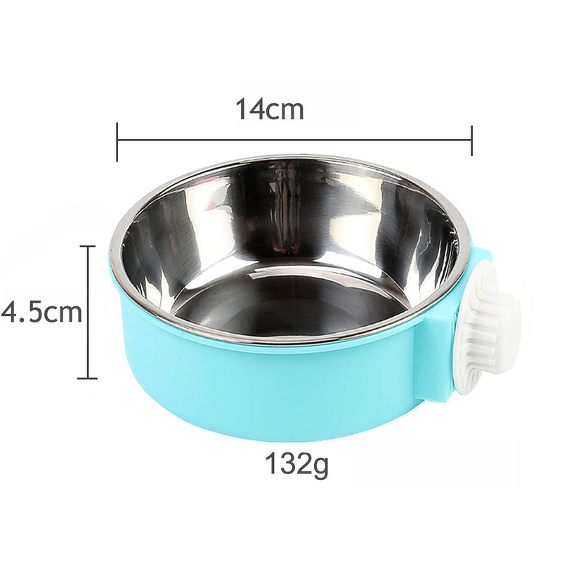 Cage Dog Bowls,Crate Water Bowl,for Crates & Cage Feeder Stainless Steel Dog Cat Bowl,Puppy Food Water Bowl,400ml 14cm Blue - PawsPlanet Australia