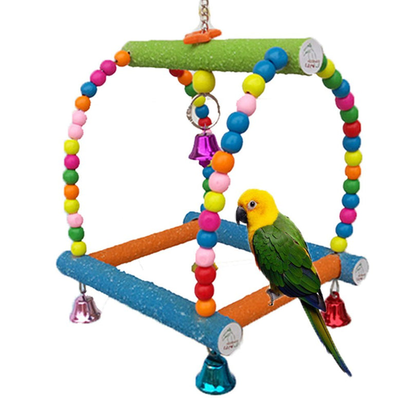 [Australia] - Keersi Small Medium Bird Swing Toy for for Pet Parrot Parakeet Cockatiel Conure Cockatoo African Grey Macaw Eclectus Amazon Lovebird Finch Canary Budgie Cage Wood Perch Stand 