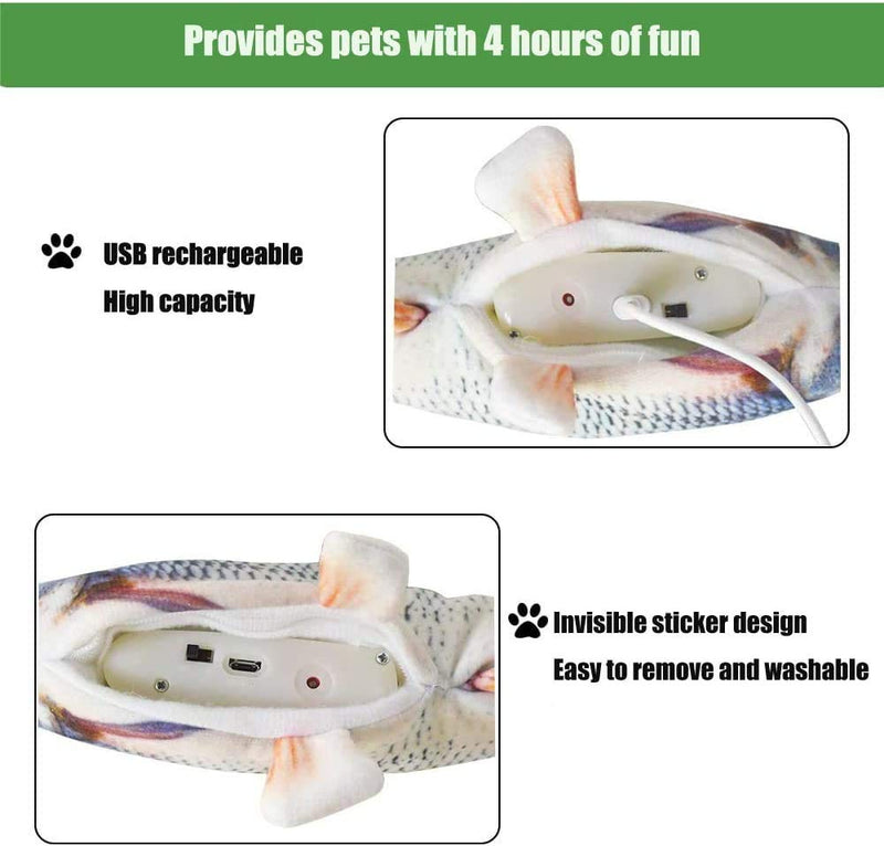 HIKENRI Electric Moving Fish Cat Toy, Realistic Plush Simulation Electric Wagging Fish Cat Toy Catnip Kicker Toys, Funny Interactive Pets Pillow Chew Bite Kick Supplies for Cat carp - PawsPlanet Australia