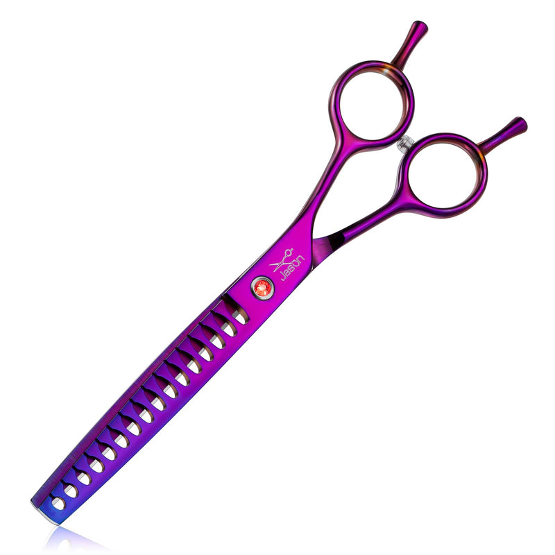 JASON 7.5" Chunker Scissors - Professional Thinning Scissors for Dogs Thinning Scissors Dog Scissors with 16 Teeth Japanese Stainless Steel Grooming Scissors for Dogs Cats Purple Tl-chunker - PawsPlanet Australia