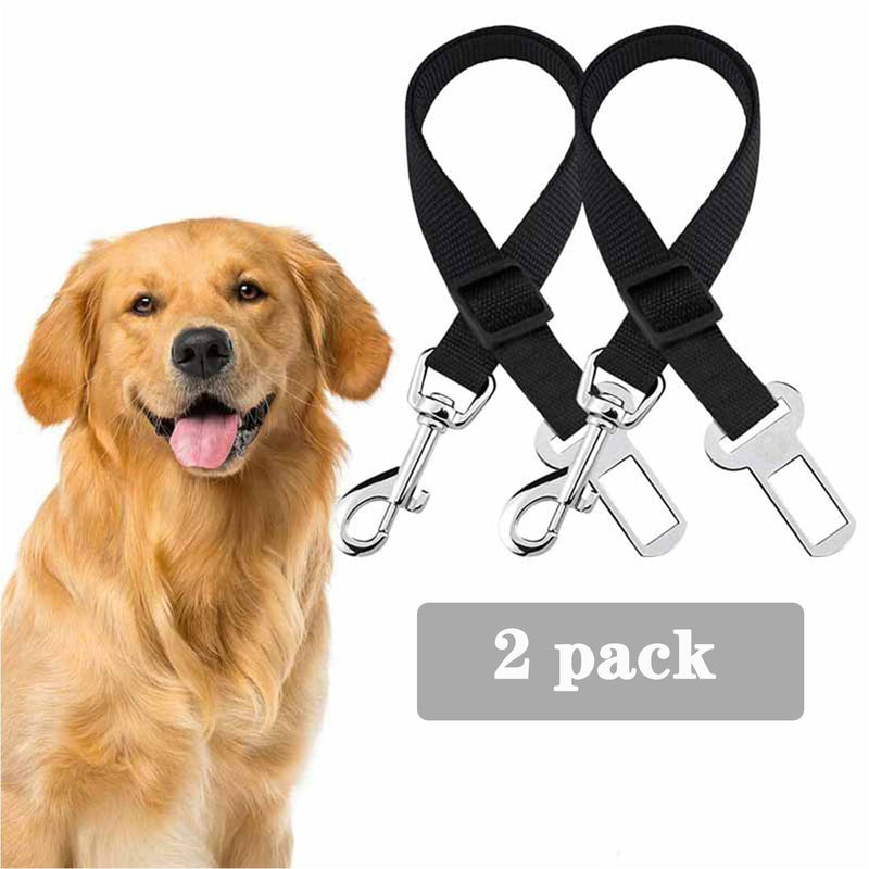 2 pieces dog seat belt car, BOOSHMall dog belt for the car, adjustable seat belt dog seat belt, with strong carabiners, for all dog breeds and car seat trunk, black - PawsPlanet Australia