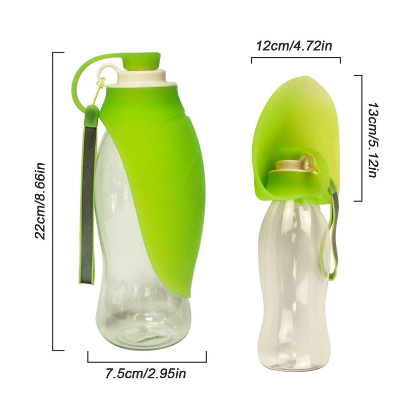 RoyalCare Portable Pet Water Bottle, Reversible & Lightweight Water Dispenser for Dogs and Cats, Made of Food-Grade Silicone (Green) - PawsPlanet Australia