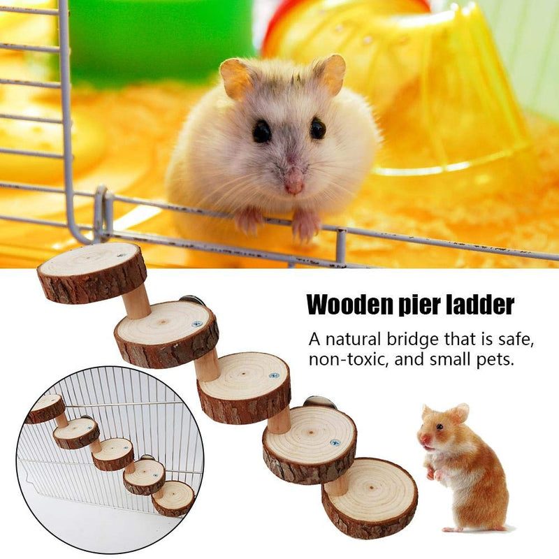 JUILE YUAN Hamster Steps Stairs Climbing Toys - Apple Wood Chew Toys for Sugar Glider, Mouse, Chinchilla, Rat, Gerbil and Dwarf Hamster, Wooden Cage Supplies for Birds Parrot, Teeth Care Molar Toy 5 Stairs - PawsPlanet Australia