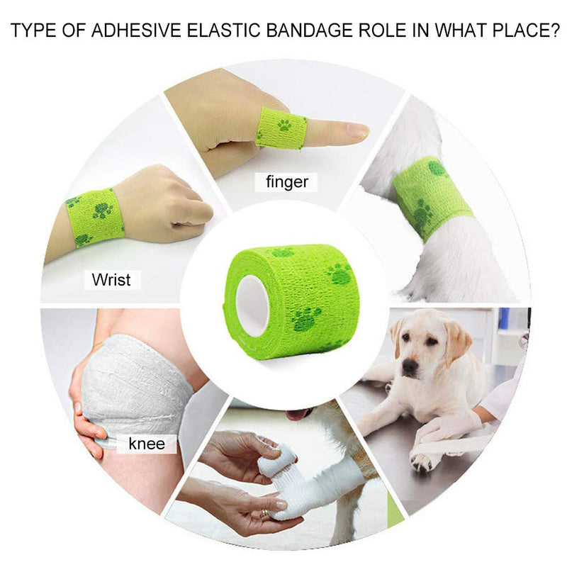 Houdao 6 Rolls of Cohesive Bandages Vet Wrap for Dogs and Horses 5cm*4.5m Elastic Breathable Self Adhesive Bandage Tape for Finger Wrist, Knee,Ankle Leg and Sports Protection - PawsPlanet Australia