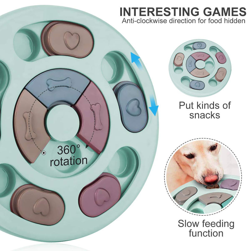 Ledeak Round Dog Puzzle Feeder Toy, Durable Pet Smart Puzzle Interactive Toys Dog Cat Puppy Brain Training Games Slow Feeder Improve IQ Puzzle Non-Slip Bowl (Blue) - PawsPlanet Australia