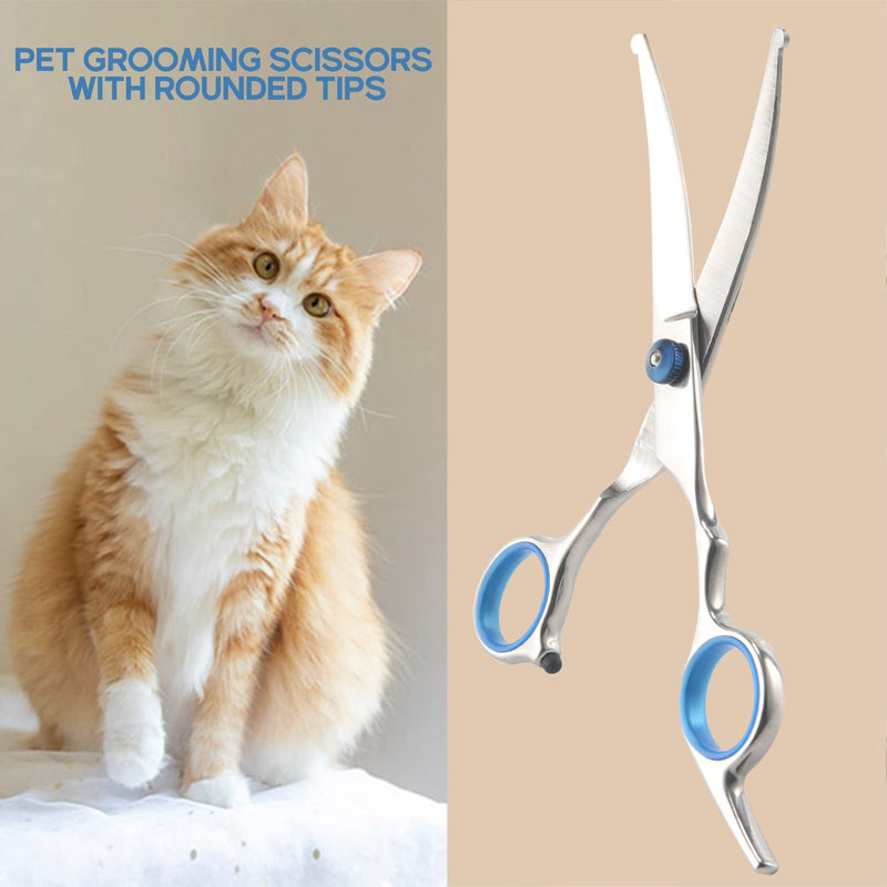 Nrpfell Stainless Steel Dog Grooming Scissors & Thinning Scissors & Dog Comb with Safety Round Tip Grooming Kit for Dog Cat Pet - PawsPlanet Australia