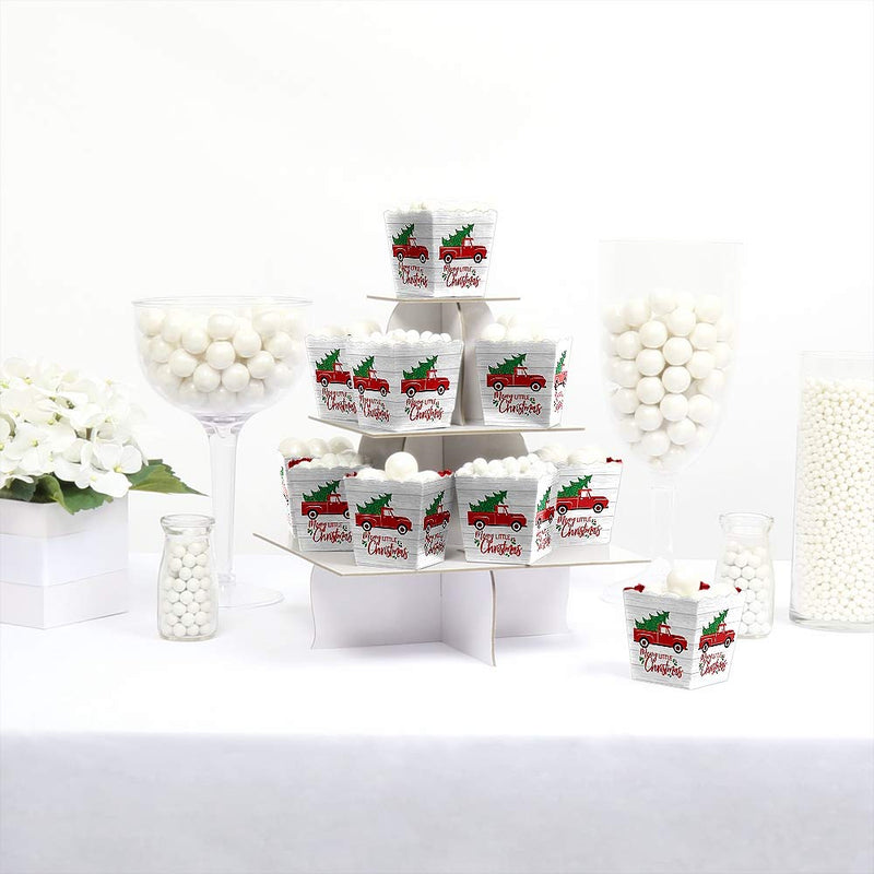 Big Dot of Happiness Merry Little Christmas Tree - Party Mini Favor Boxes - Red Truck Christmas Party Treat Candy Boxes - Set of 12 - PawsPlanet Australia