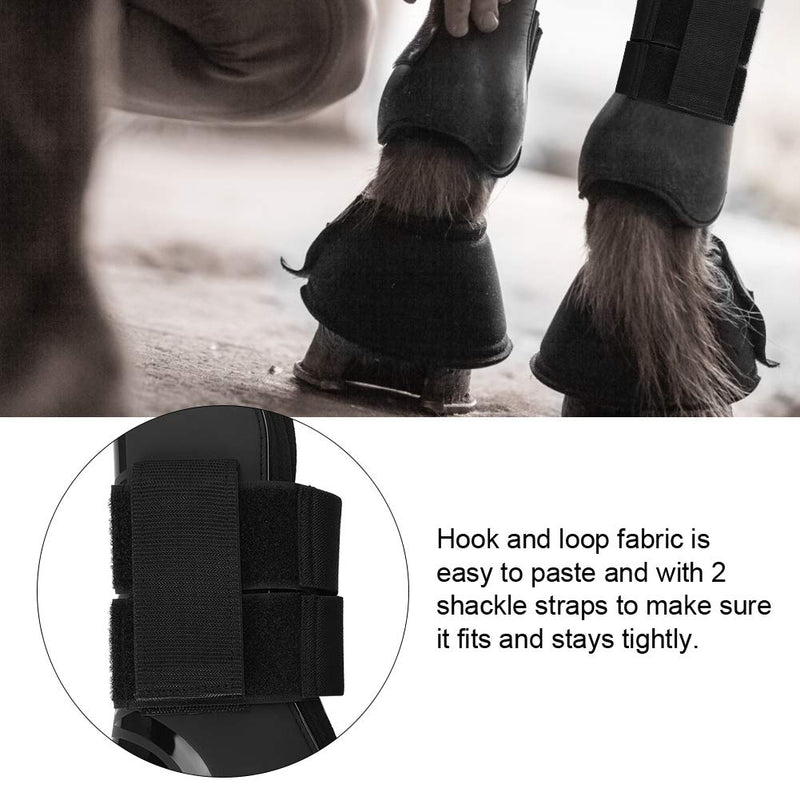 Cikonielf 4Pcs Horse Leg Protector Elastic PU Horse Front Hind Leg Boots Horse Riding Tendon Fetlock Boots Pony Shock Absorbing Show Competition Leg Protection(M-black) M black - PawsPlanet Australia