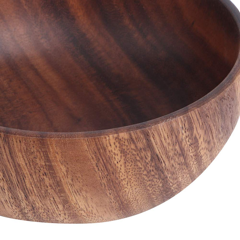 Oumefar 18cm Wooden Bowl Round Salad Bowl Dining Bowl Dish Meal Soup Fruit Bowl Kitchen Utensils Food Container for Home Restaurant - PawsPlanet Australia