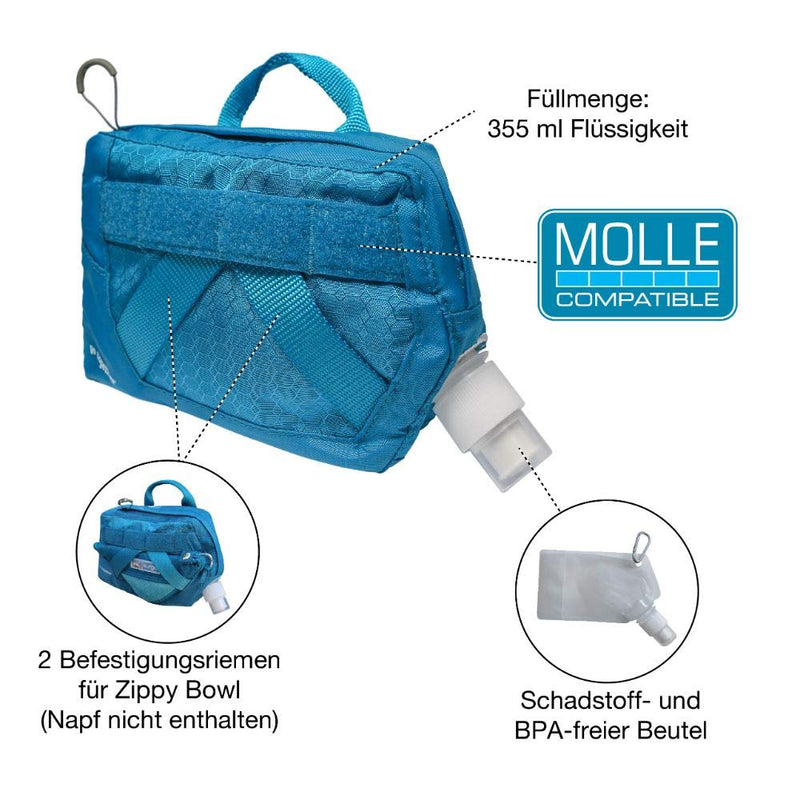 Kurgo RSG drinking bottle for dogs, PVC and BPA-free water bag, with practical bag, 355 ml capacity, blue - PawsPlanet Australia