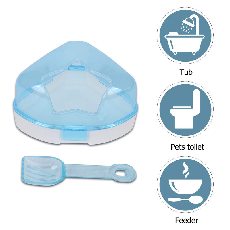 POPETPOP Hamster Sand Bathroom Plastic Sand Bath Container with Scoop Hamster Bathroom Sauna Toilet Bathtub for Mouse Hamster Chinchilla Rat Gerbil (Blue) Blue - PawsPlanet Australia