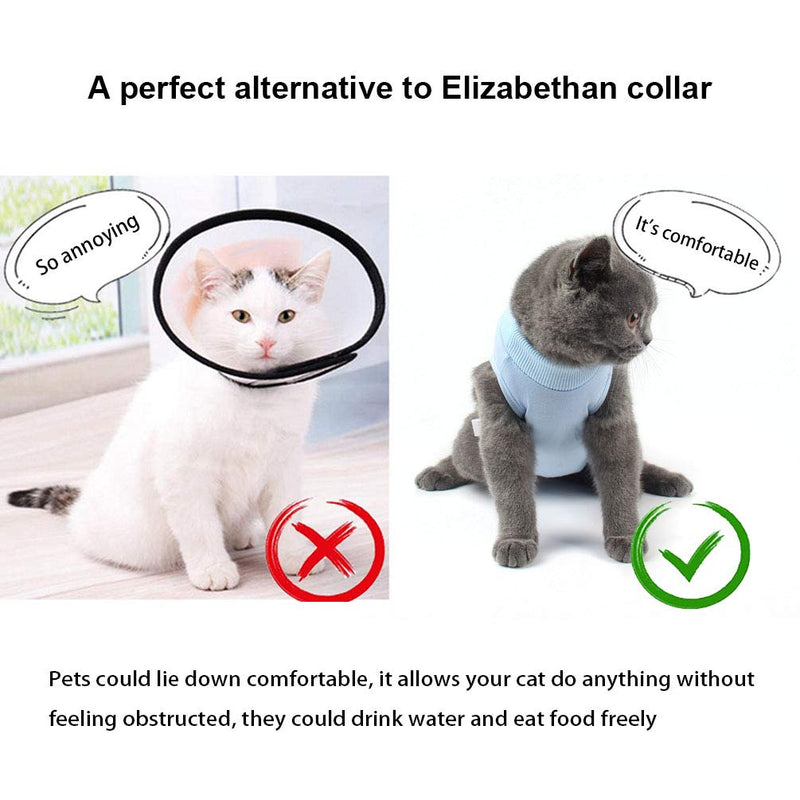 Due Felice Cat Professional Surgical Recovery Suit for Abdominal Wounds Skin Diseases, After Surgery Wear, E-Collar Alternative for Cats Dogs, Home Indoor Pets Clothing Blue M - PawsPlanet Australia