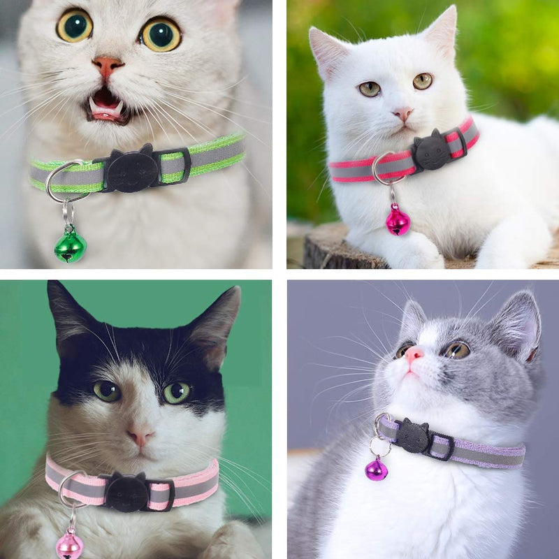 tao pipe 12 Pack Reflective Cat Collar Adjustable Breakaway Dog Collar with Bell Quick Release Safety Collar with Anti-Lost Tags - PawsPlanet Australia