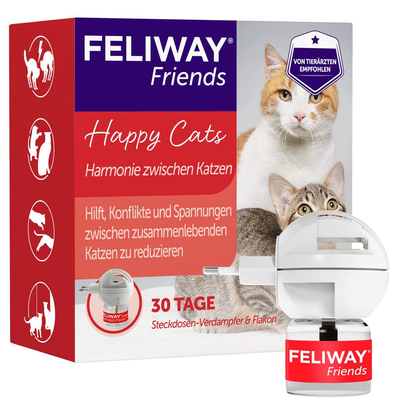FELIWAY Friends Starter Set for Cats | Vaporizer for socket & bottle | Pheromones to reduce tension & conflict between cats | more harmony in the multi-cat household | 48ml single - PawsPlanet Australia