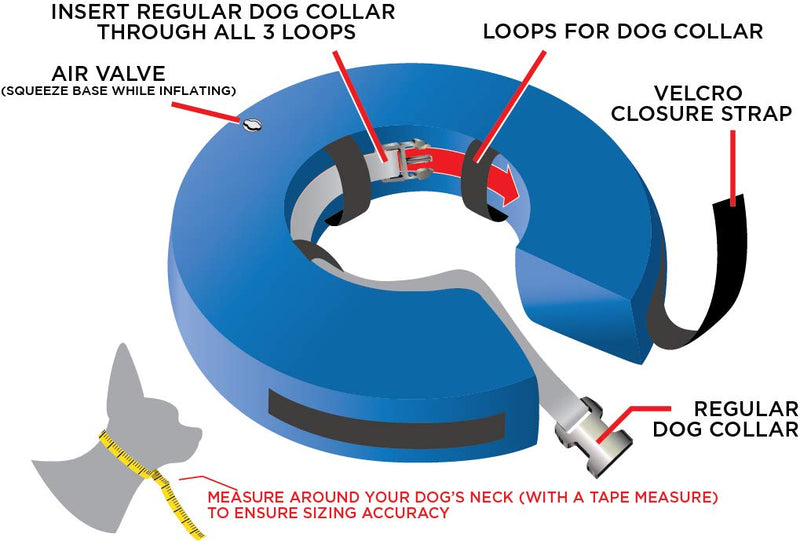 Inflatable Dog Collar, Recovery Cone, After Pet Surgery, Prevent Dogs from Biting & Scratching, Adjustable Thick Strap, Soft Comfortable Donut (X-Large) X-Large (Pack of 1) - PawsPlanet Australia