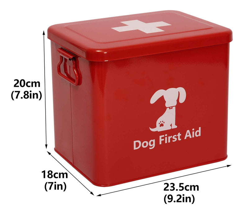 babepet Dog First Aid storage box, Pet First Aid Storage Bin, 2-Tier First Aid Medicine Box For Dog, Perfect For Outdoor And Travel Emergencies and Home Car-9.2x7x7.8(in) Red (Puppy) - PawsPlanet Australia