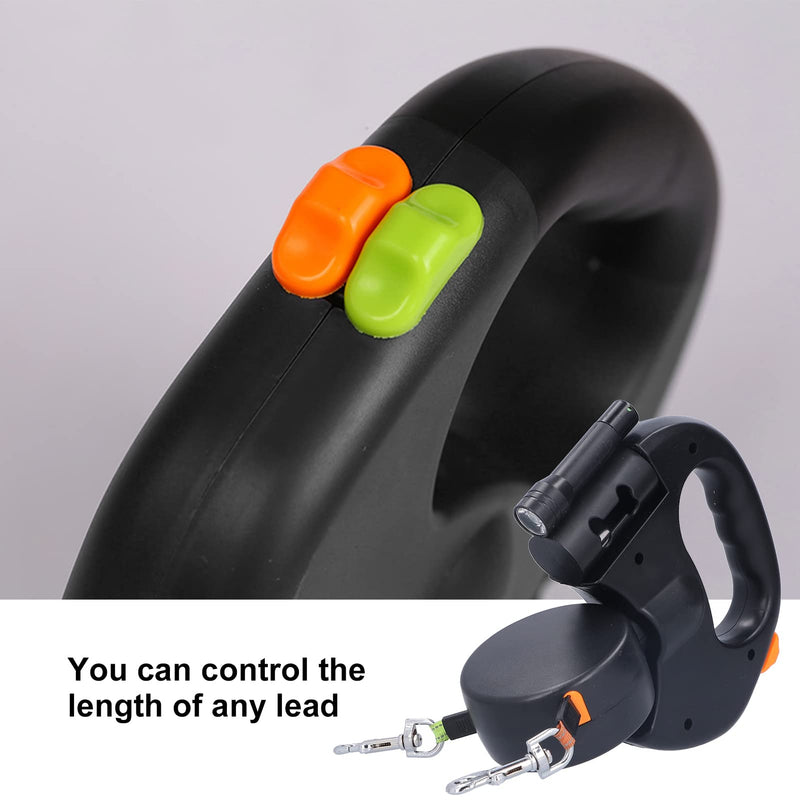 Retractable Dog Leash, Double Leashes Automatic Retractable Pet Leash, 10 Feet Retractable Dog Leashes with Flashlight and Waste Bag Dispenser, Lock and Release with One Button - PawsPlanet Australia