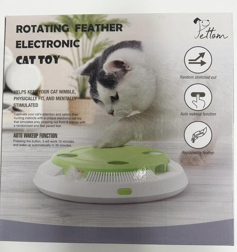 PETTOM Cat Toy Electric, Cat Toy Automatic Battery Operated, Intelligence Toy for Cats, Interactive Toy for Cats with Interchangeable Feathers Green - PawsPlanet Australia