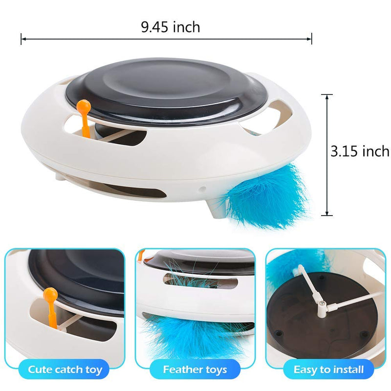 HWONMTE Interactive Cat Toys Automatic Kitten Toys with Rotating Feather,Funny Teasing and Spinning Toys for Indoor Cats Grey - PawsPlanet Australia