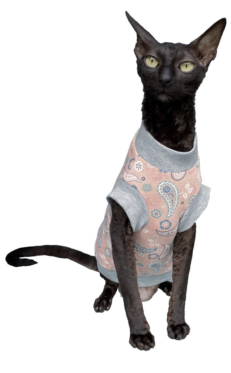 Kotomoda Cat's T-shirt Pink Paisley for Sphynx and naked cats (L) L - PawsPlanet Australia