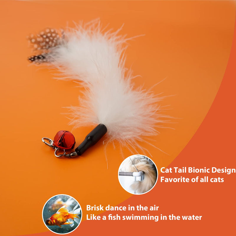 FUPUSUN 2021 Latest Cat Feather Toys, Interactive Cat Toys Kitten Toys, 1PCS Elasticity Cat Wand Toy and 3PCS Teaser Refills Tail Bird Feathers, Cat Toys for Indoor Cats Kitten Play Chase Exercise - PawsPlanet Australia