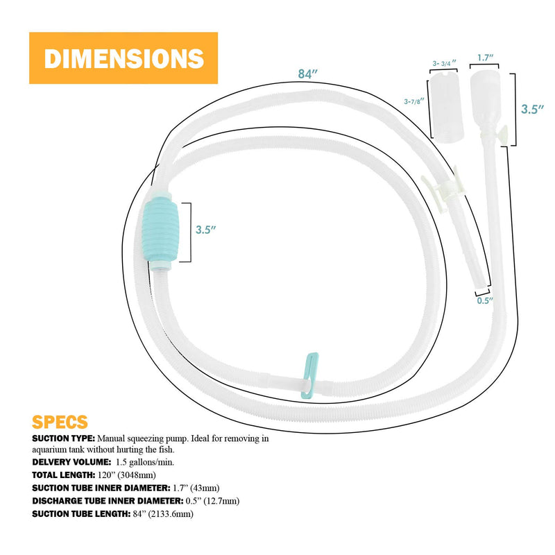 [Australia] - TERAPUMP Genuine BPA Free TM 10 feet Hose Aquarium Cleaner Siphon Pump - Hand Siphon Pump to Drain Long Distance Replace Your Water in Minutes! WFC (Water Flow Controller), Clip, Nozzle Holding Cup 