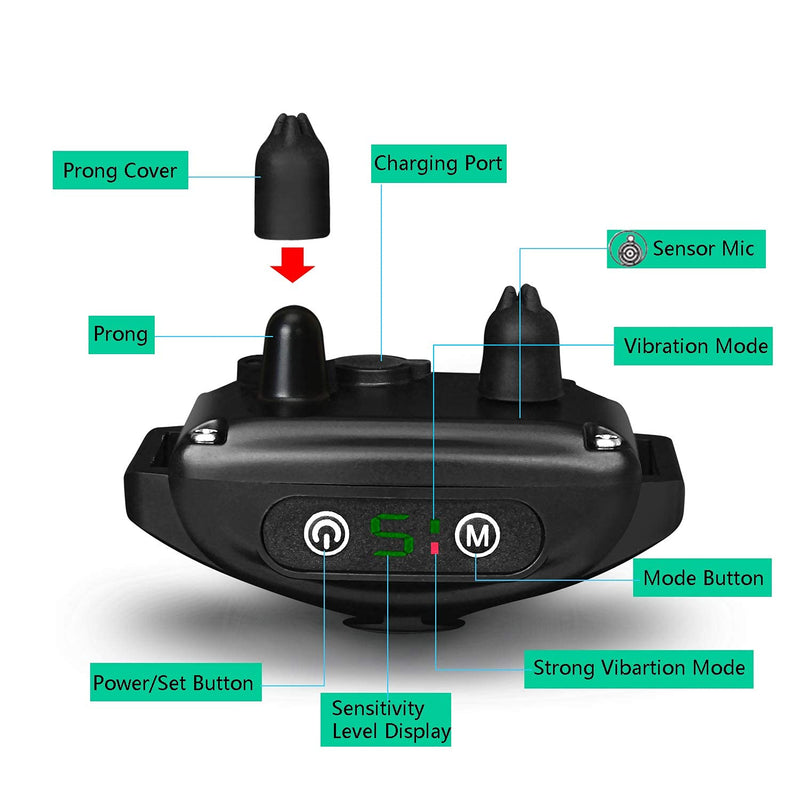 Bark Collar No Shock Bark Collar Rechargeable Anti Bark Collar Shockless with Adjustable Sensitivity and Intensity Beep No Pain Enhance Vibration Harmless Bark Collar for Small Medium Large Dogs - PawsPlanet Australia