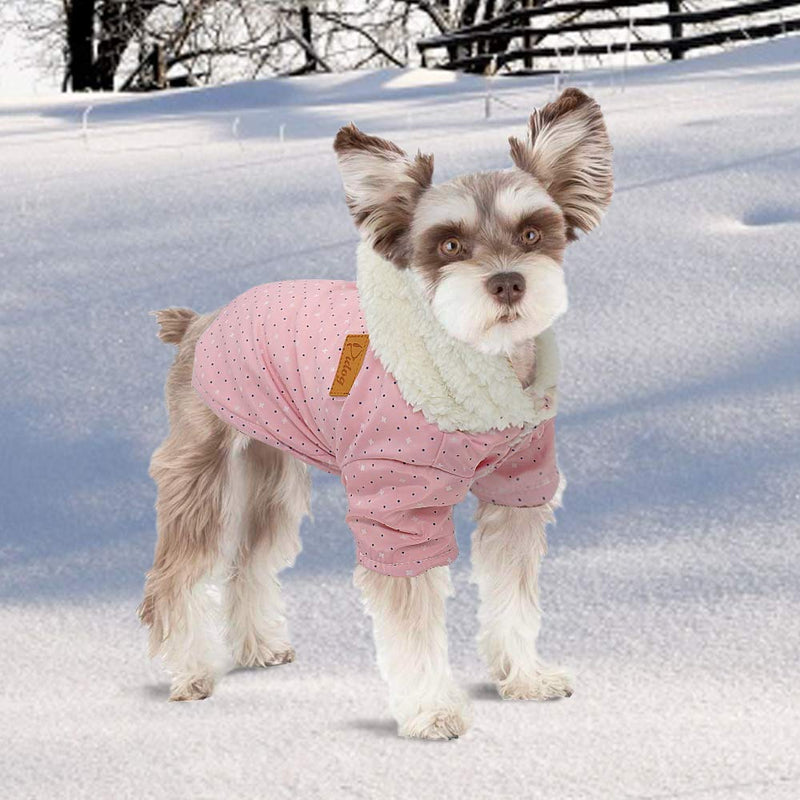 [Australia] - ZEEY Puppy Warm Coat Cute Woolen Doggie Winter Sweater, Thickened Two - Legged Pet Fashion Outfit Cotton Wool Dog Coat L Pink 