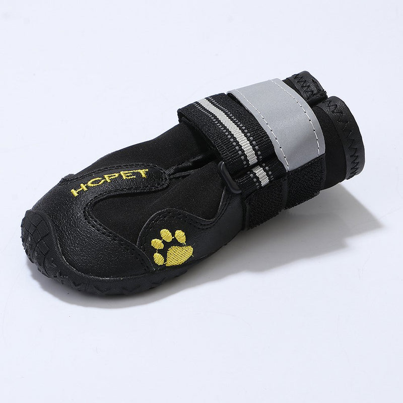 LovenCity Dog Boots Dog Waterproof Shoes with Adjustable Reflective Straps Snow Boots Rain Shoes for Medium Large Dogs Rugged Anti-Slip Sole Black 4PCS Size 7: 3.15"x2.76" - PawsPlanet Australia