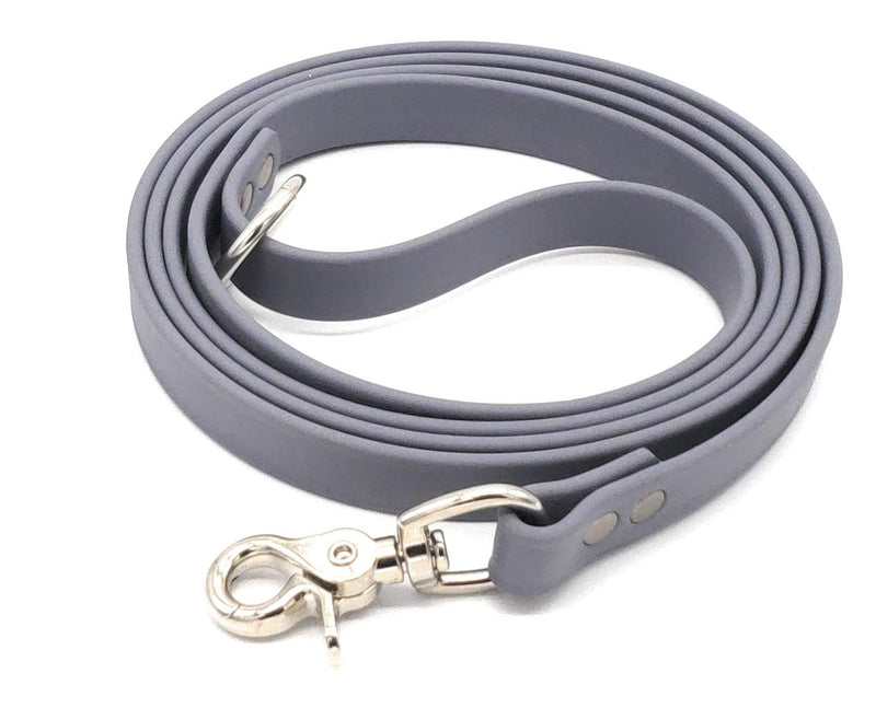 [Australia] - Furbaby Products Biothane Dog Training Leash Waterproof Corrosion Resistant for Pet|Cats|Puppy Medium Extra Large Dogs with Nickel Plated Swivel 6ft Grey 