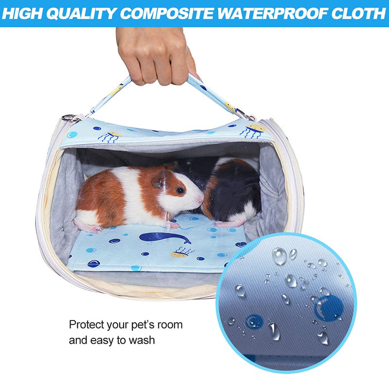 HOMEYA Pet Carrier Bag, Small Animal Guinea Pig Hamster Portable Breathable Outgoing Sling Carrier Bag for Hedgehog Chinchilla Rats Sugar Glider with Shoulder Strap for Outdoor,Travel,Hiking-L Ocean - PawsPlanet Australia