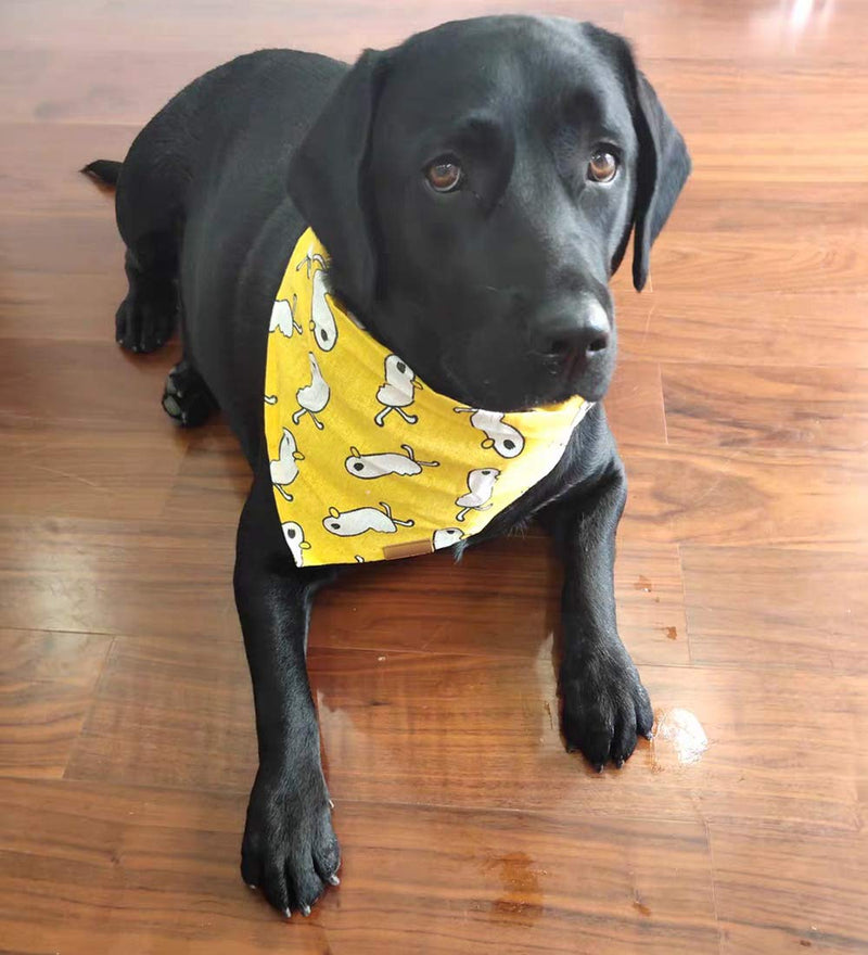 [Australia] - Mycicy Dog Bandana Christmas Classic Plaid Cute Printing Bibs Adjustable Triangle Scarf Kerchief Accessories Puppy for Small to Medium Large Dogs Pet Bandanas Large (neck up to 20 ") Yellow 