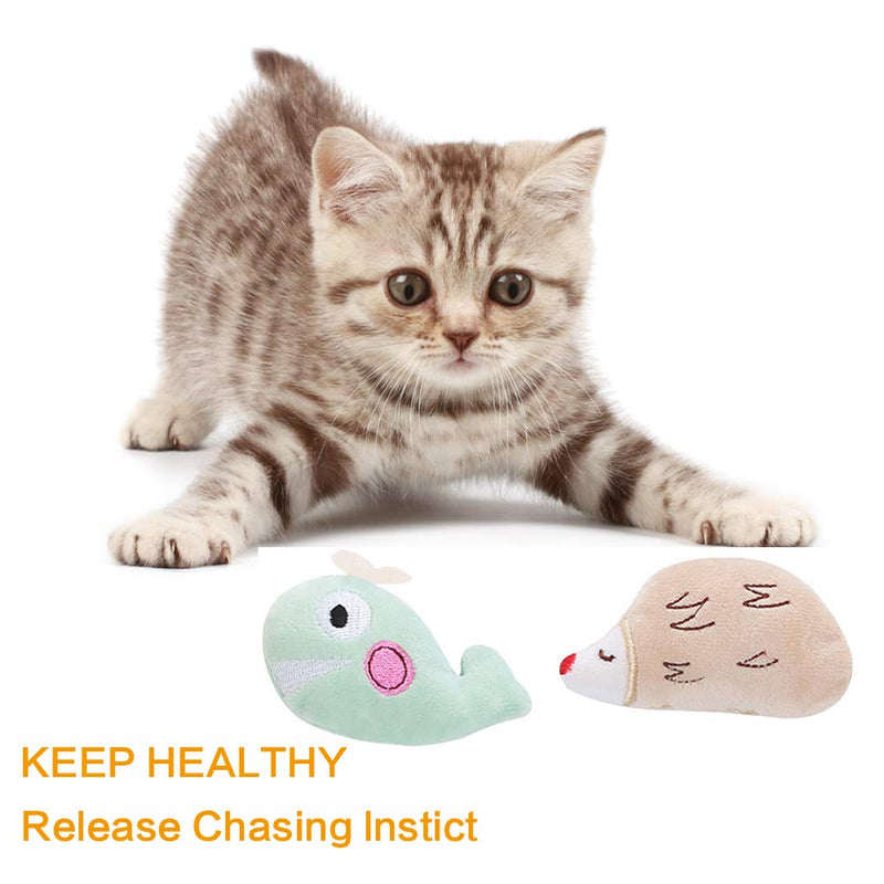 Lidiper 4Pcs Catnip Toys for Cats, Interactive Cat Catnip Toys Soft Plush Cat Pillow Cute Shape Pet Play Toy for Cat Kitten Dog Teeth Cleaning Playing Chewing Fish/Bird/Hedgehog/Elephant - PawsPlanet Australia