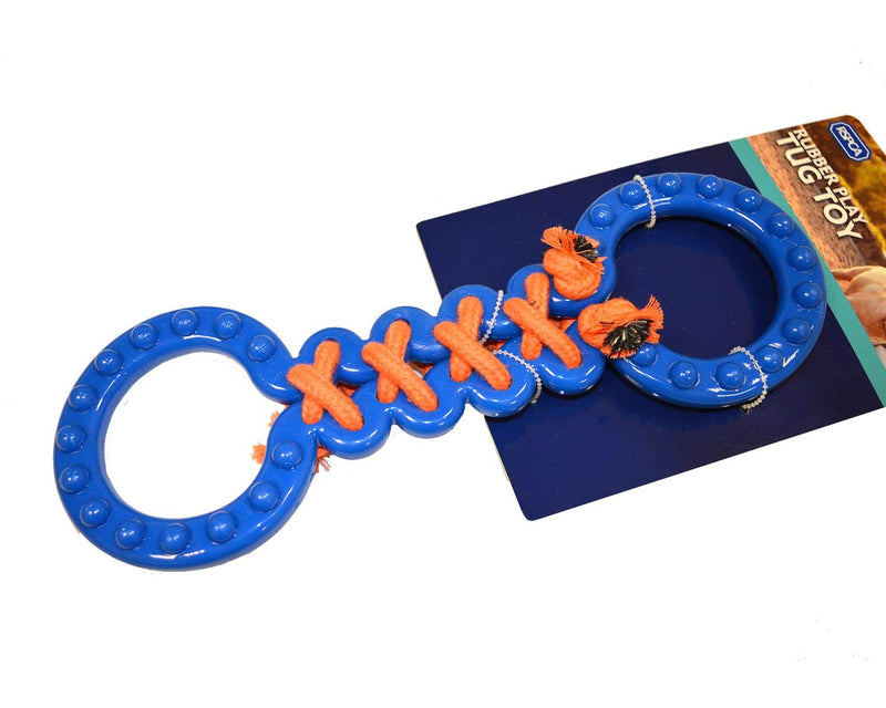 RSPCA rubber play dog tug toy blue pet puppy fun activity games play rope Blue Tug Toy - PawsPlanet Australia