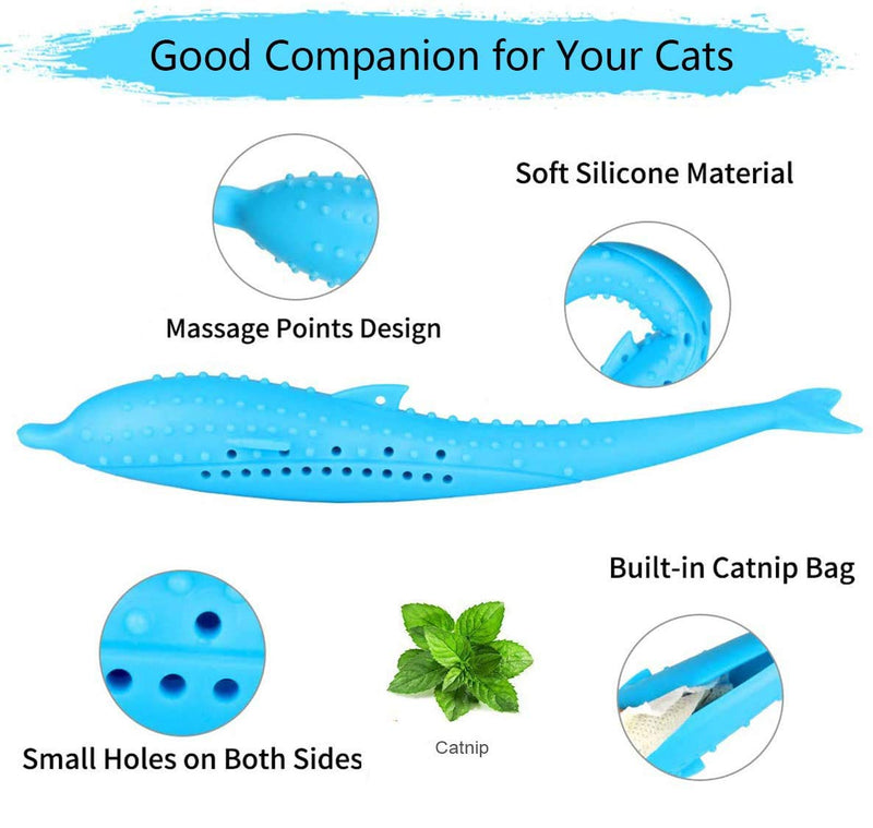 Vibury Cat Toothbrush Fish with Catnip, 3 PCS Cat Toothbrush Toy, Silicone Fish Toys Pet Molar Stick Cat Teeth Cleaning Brush, Interactive Chew Toy for Kitten Kitty Cats - PawsPlanet Australia