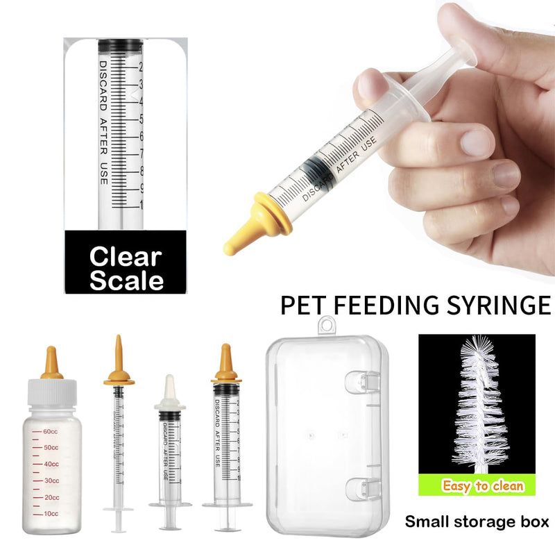 Vibury Mini and Nipples with Syringes Pack of 23 Pet Feeding Silicone Nipples with Bottle and Syringes for Puppy Dog Cat or Other Pets - PawsPlanet Australia