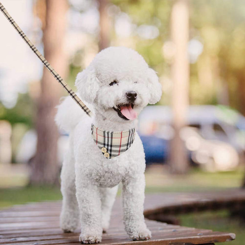 [Australia] - Bow Tie Dog Collar and Leash Set for Small Dogs - Puppy Leash Collars Classic Plaid - Adjustable Size with Golden Bell - Perfect for Small Breeds Boys 