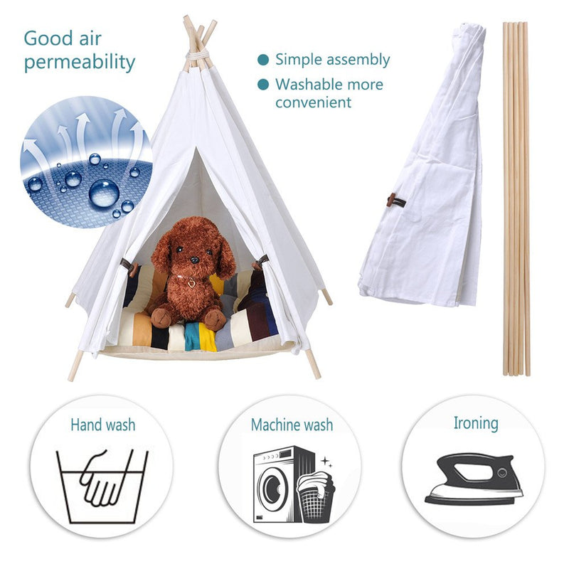 Pet Tent Removable and Washable PureWhite Pet KennelsTeepeee Pet Play House Dog Play Tent Cat /Dog Bed (Not Including Mats)(L, White) - PawsPlanet Australia