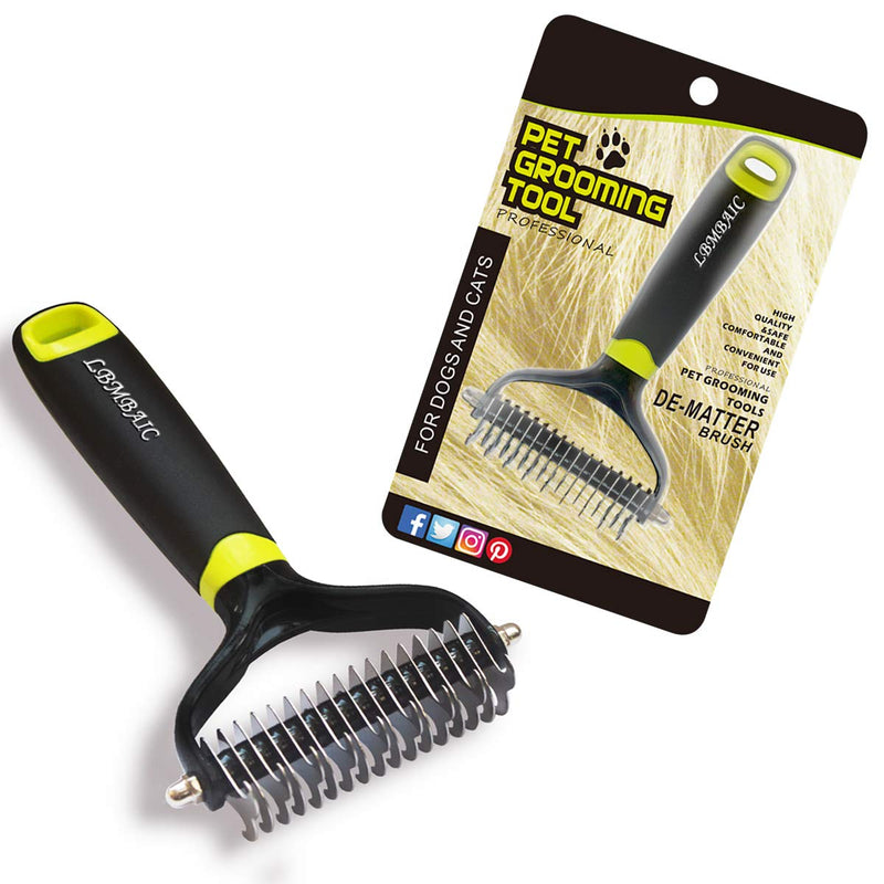 LBMBAIC Undercoat Rake for Dogs with 9+17 Double Sides Tooth Safe Dog Grooming Brush for Deshedding Mats & Tangles Removing Pet's Hair for Long Hair Cats& Dogs Brush for Shedding. - PawsPlanet Australia